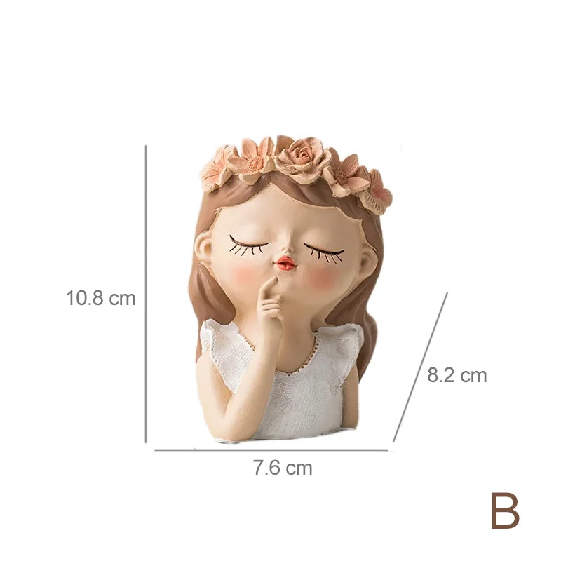 Cute Girl Flower Pot for Succulents, Decorative Planters Girls Portrait Garden Pots for Home Decor Desktop Ornament