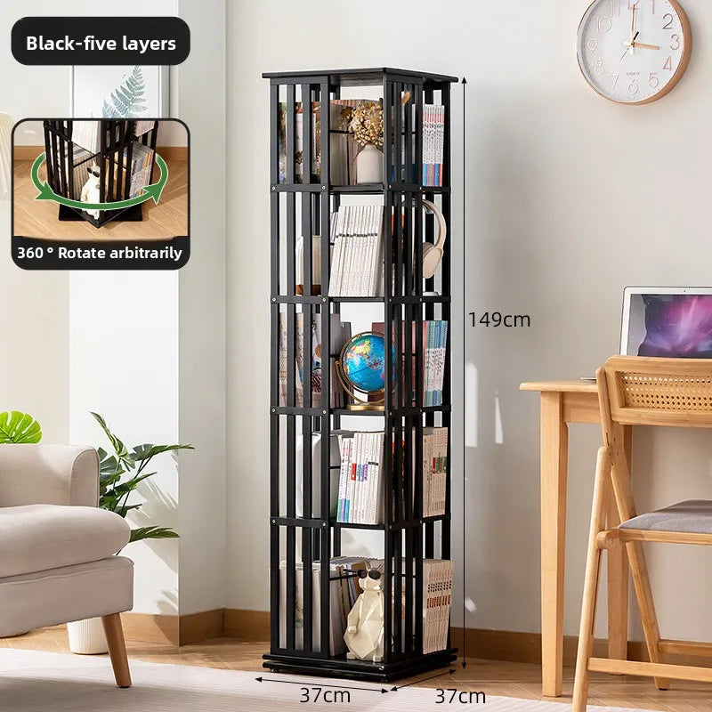 Rotating bookshelf 360 degree floor storage shelf Internet celebrity home simple student bookcase