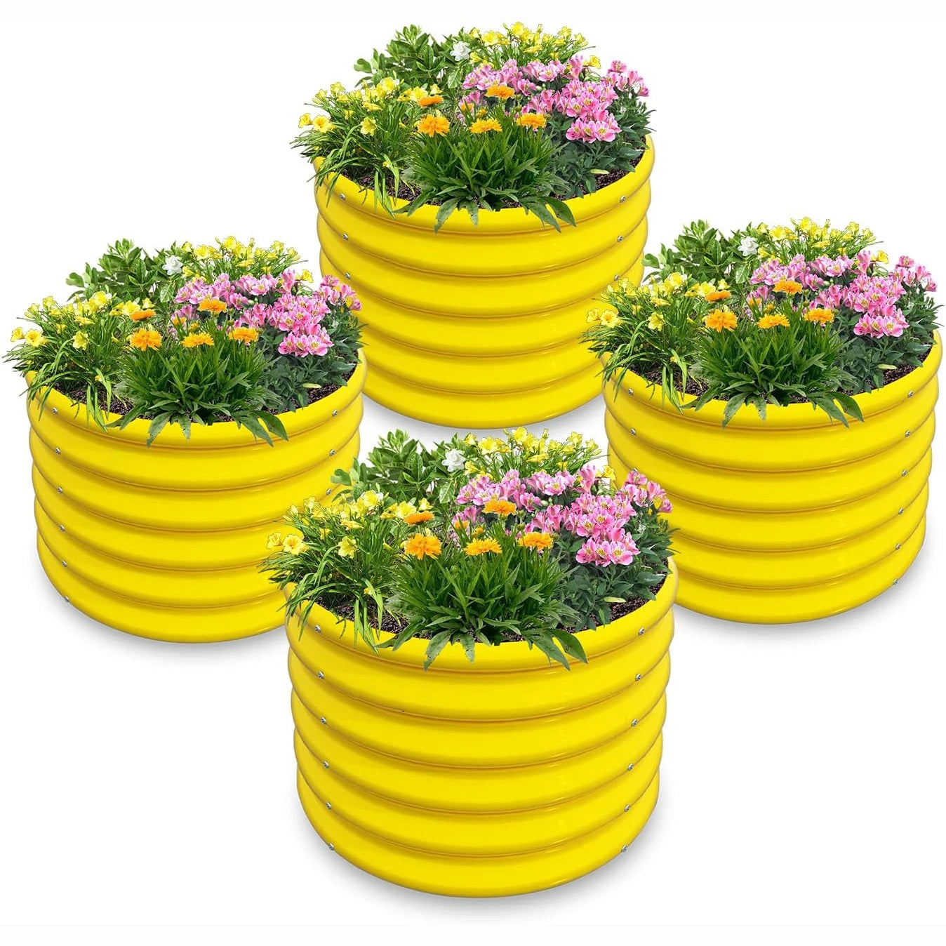 Round Metal Planter Boxes (4-Pack)