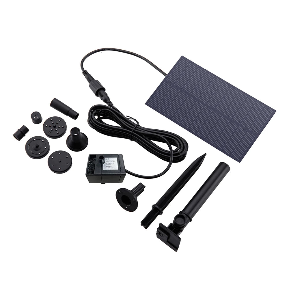 5W 5V Solar Panel Fountain Garden Decoration with Stake Solar Panel Pump Watering System Energy Saving 180L/h Kits for Fish Tank