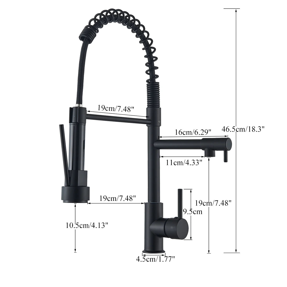 Black Pull Down Kitchen Faucet Dual Spout 360° Rotation Hot Cold Water Mixer Tap Single Handle Deck Mounted Kitchen Sink Crane