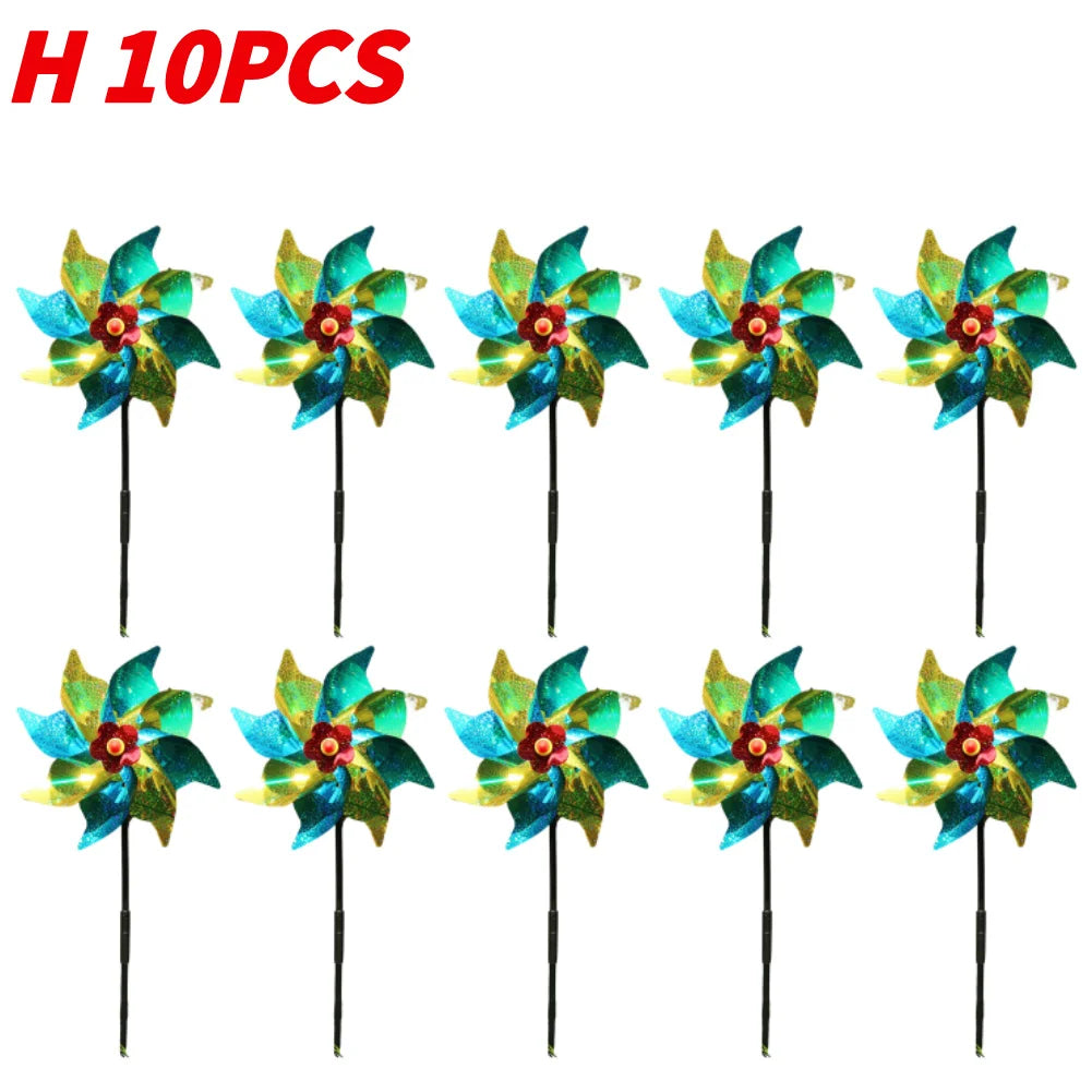 5/10PCS Bird Repeller Reflective Windmill Pinwheel Bird-Scaring Windmill Spinner for Garden Lawn Yard Decor and Keep Birds Away