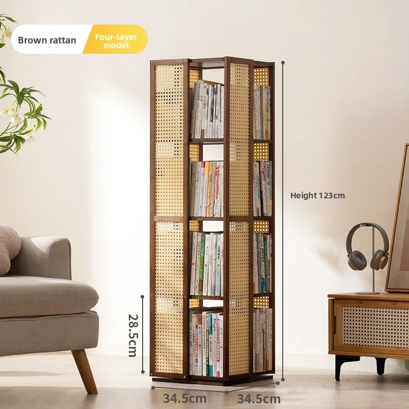 Rotating bookshelf 360 degree floor storage shelf Internet celebrity home simple student bookcase
