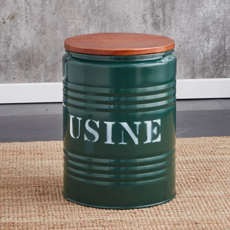 Paint Bucket Stool, Iron Art, Creative Storage Seat, Commercial Retro Low Stool, Bars, Shopping Malls Oil