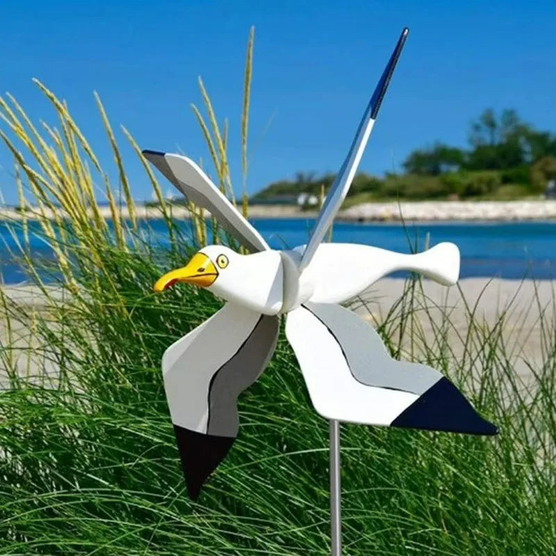 2025 New Seagull Windmill Garden Outdoor Bird Holiday Decorative Wind Spinners Personalized Courtyard Decor Gift Accessories