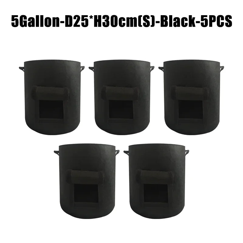 5/10Gallon Felt Plant Grow Bags Nonwoven Fabric Garden Potato Pot Greenhouse Vegetable Growing Bags Moisturizing Vertical Tools