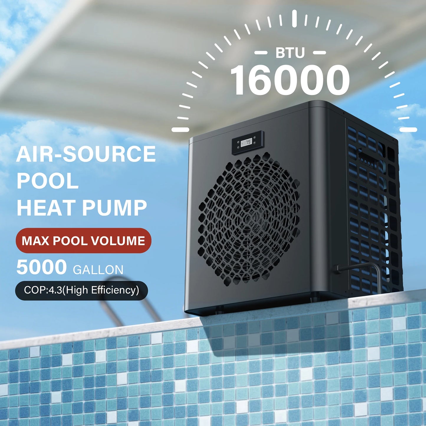 6K BTU Pool Heat Pump for Above Ground Pools