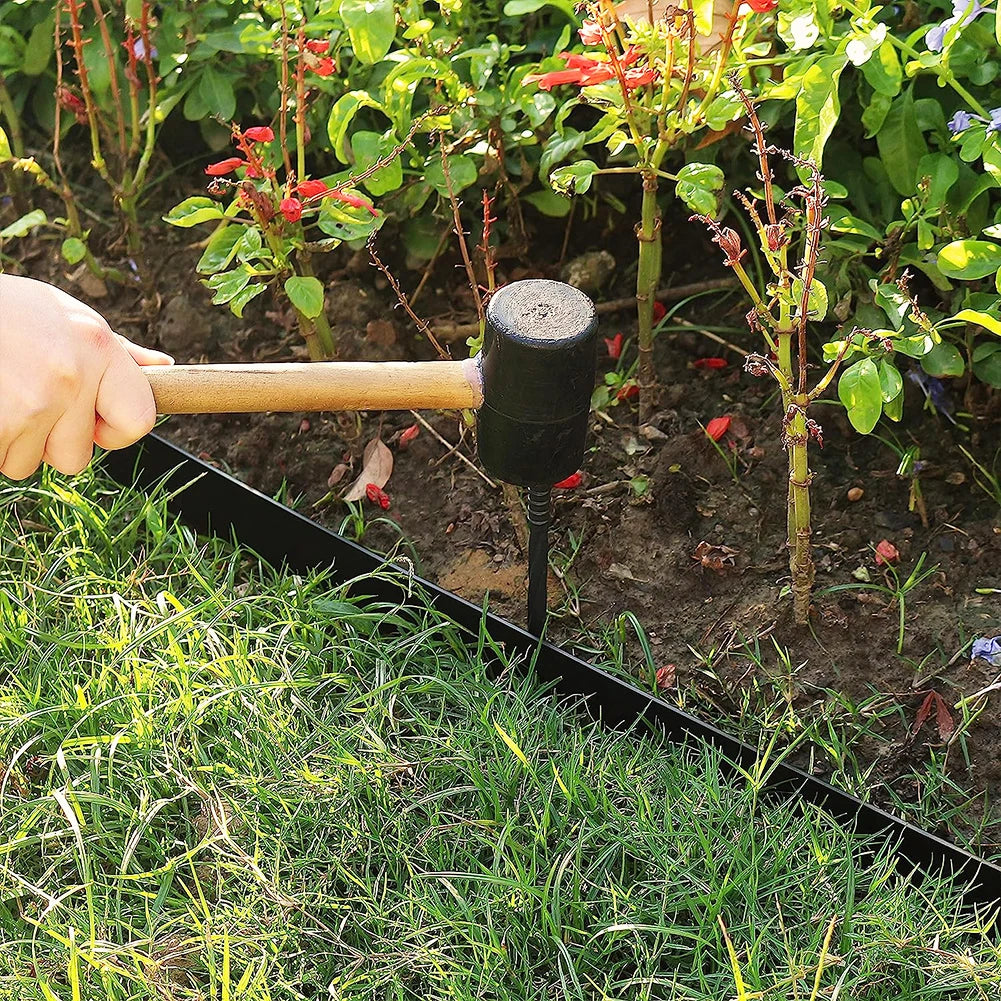 【Breeins】Landscape Edging Length No Digging Garden Edging Kit Include 15/30 Spikes, Premium Yard Edging Fence with One Spike p
