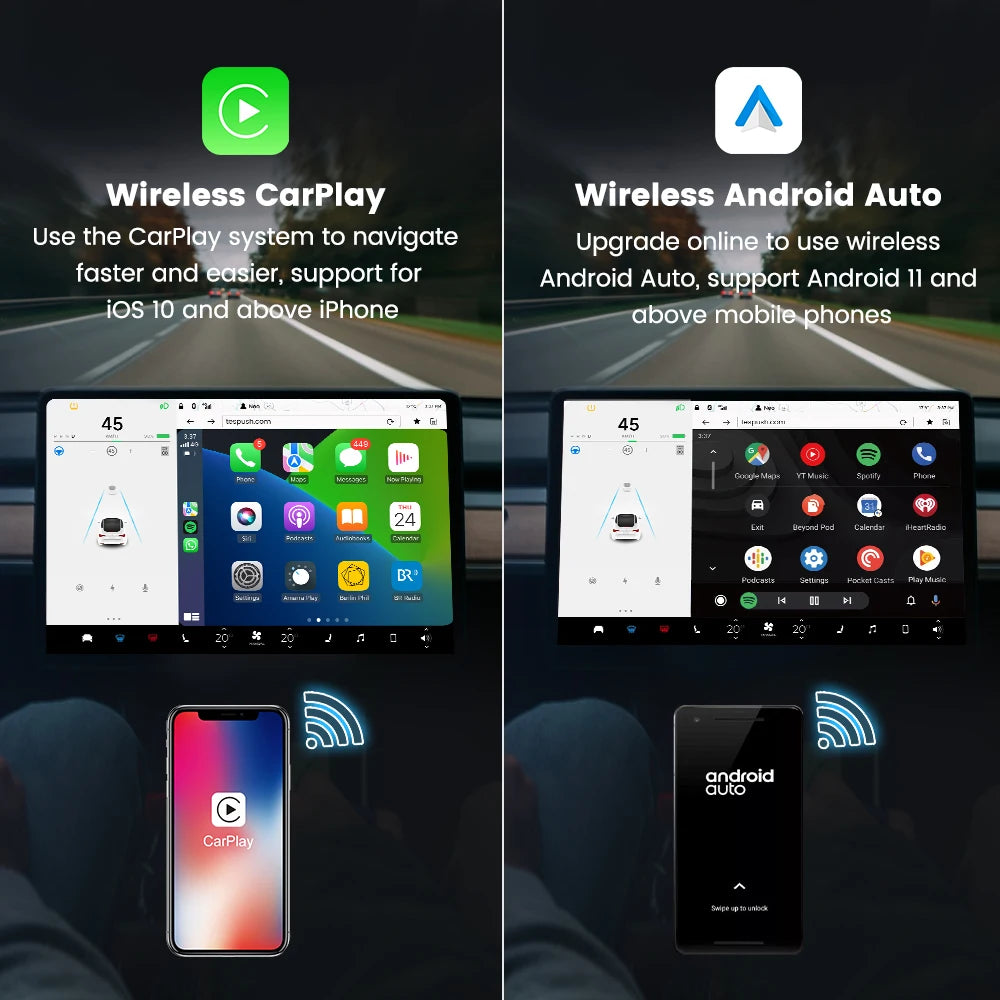 CarlinKit Wireless CarPlay & Android Auto for Tesla Model 3/X/Y/S - Auto Connect, Siri, Spotify, Waze | AlluCanFind