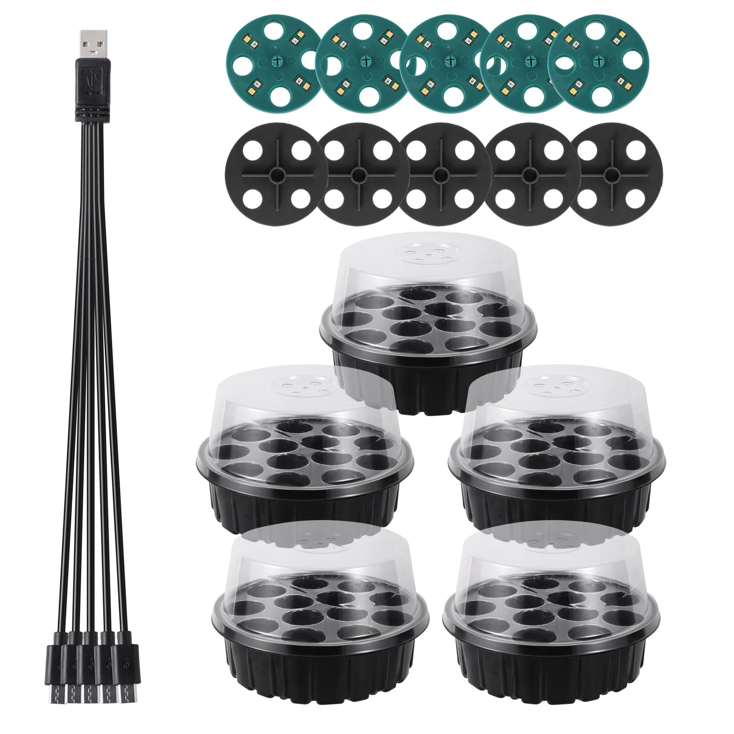 5 Sets Plastic Nursery Pot 13 Holes Seed Grow Planter Box Greenhouse Seeding Garden Seed Pot Tray plant Seedling Tray With Lids