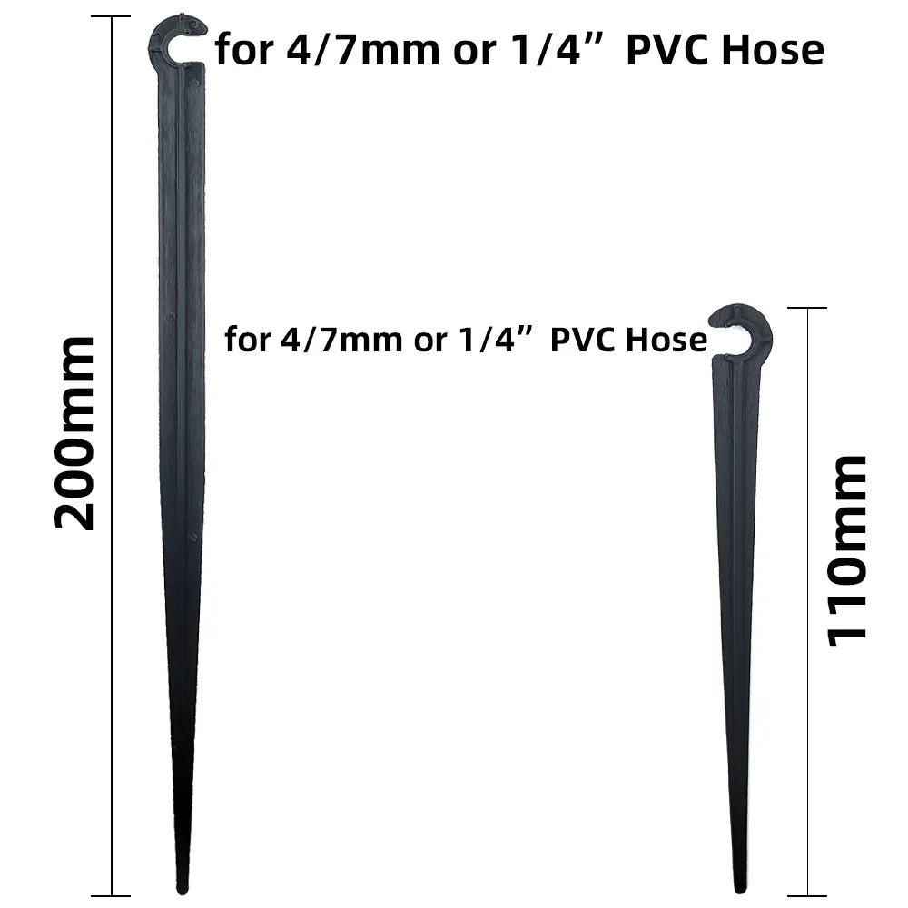 WUJIE 50-1000PCS Garden 1/4" Stake Fixed Stems Holder Support 11cm 20cm for Drip Irrigation 4/7mm Hose Pipe Inserting Ground