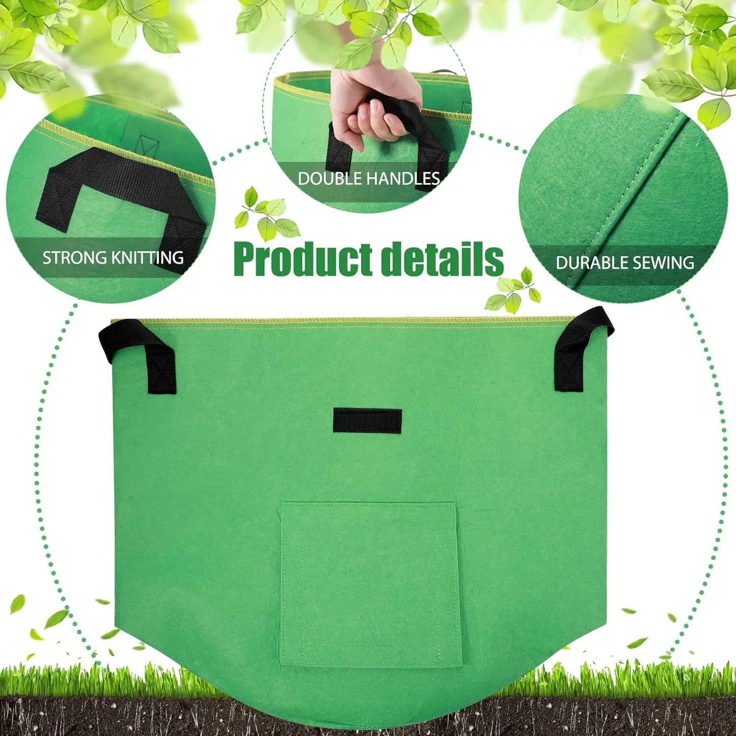 5/10Gallon Felt Plant Grow Bags Nonwoven Fabric Garden Potato Pot Greenhouse Vegetable Growing Bags Moisturizing Vertical Tools