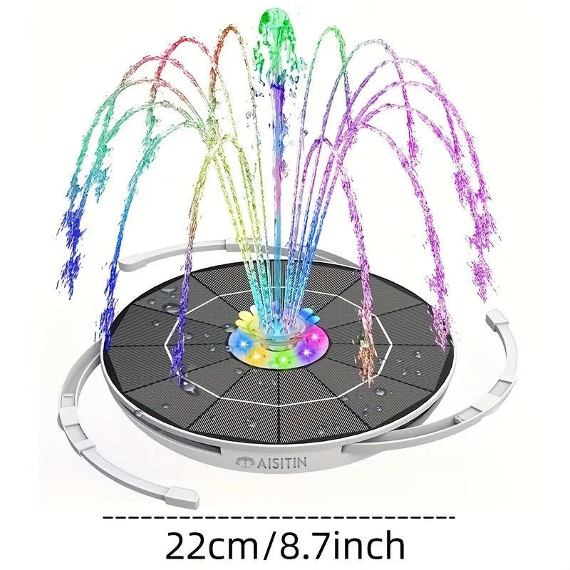 Indoor and outdoor 6.5w solar fountain, automatic bird bath fountain, with DIY nozzle set, suitable for gardens, courtyards,