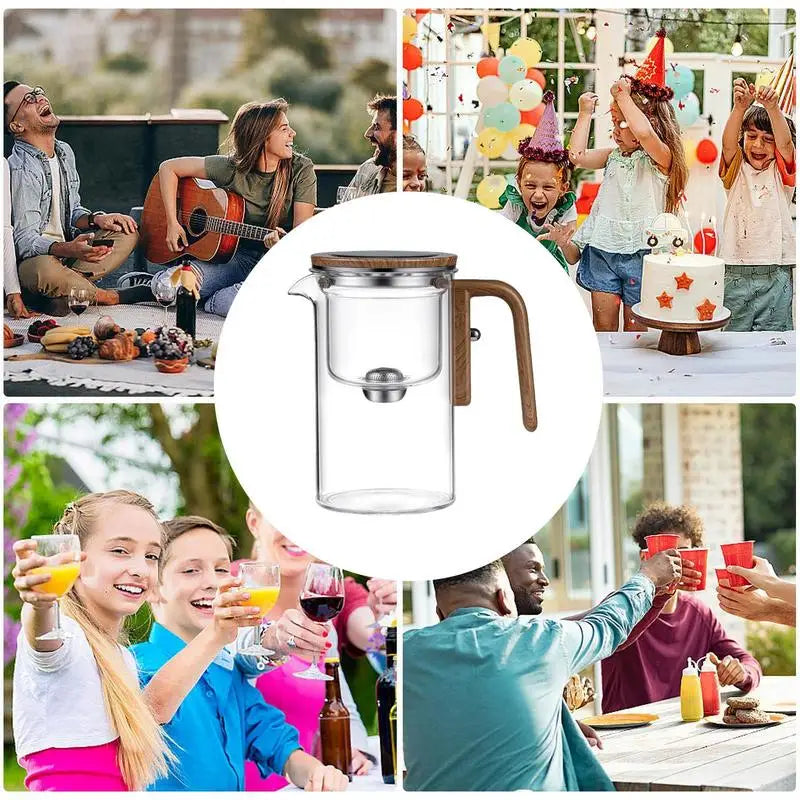 Glass Teapot with Strainer Clear Glass Tea Kettle Kettle Infuser Wooden Handle Witchcraft Teapot Tea Pot Magnetic Filtration
