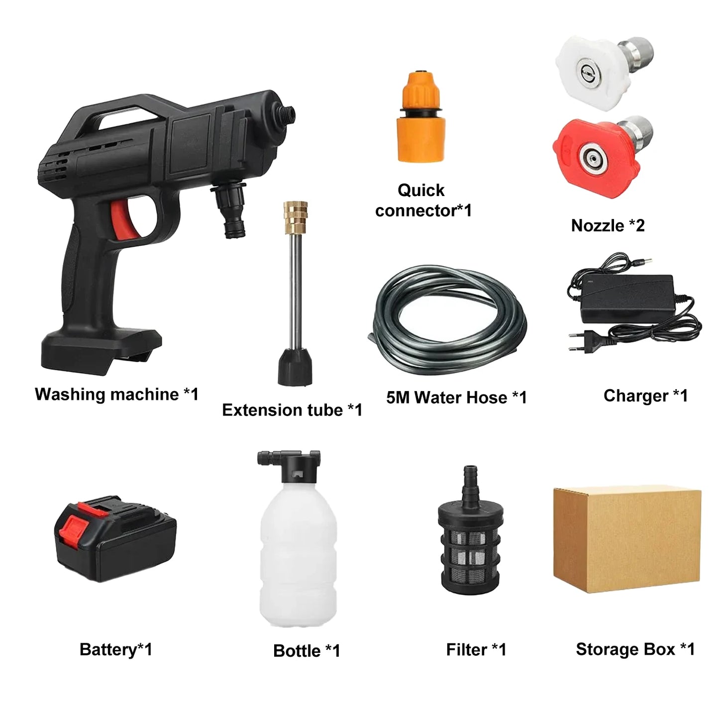 1500W Cordless High-pressure Water Spray Gun for Flower Watering Garden Cleaning Pet Bathing Household Car Cleaning Machine