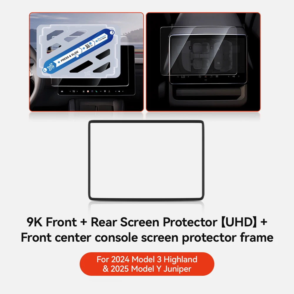 YZ Tempered Glass Film Protector For Tesla Model Y Juniper Model 3 Highland 2024 2025 Rear Row Center Control Screen Protective