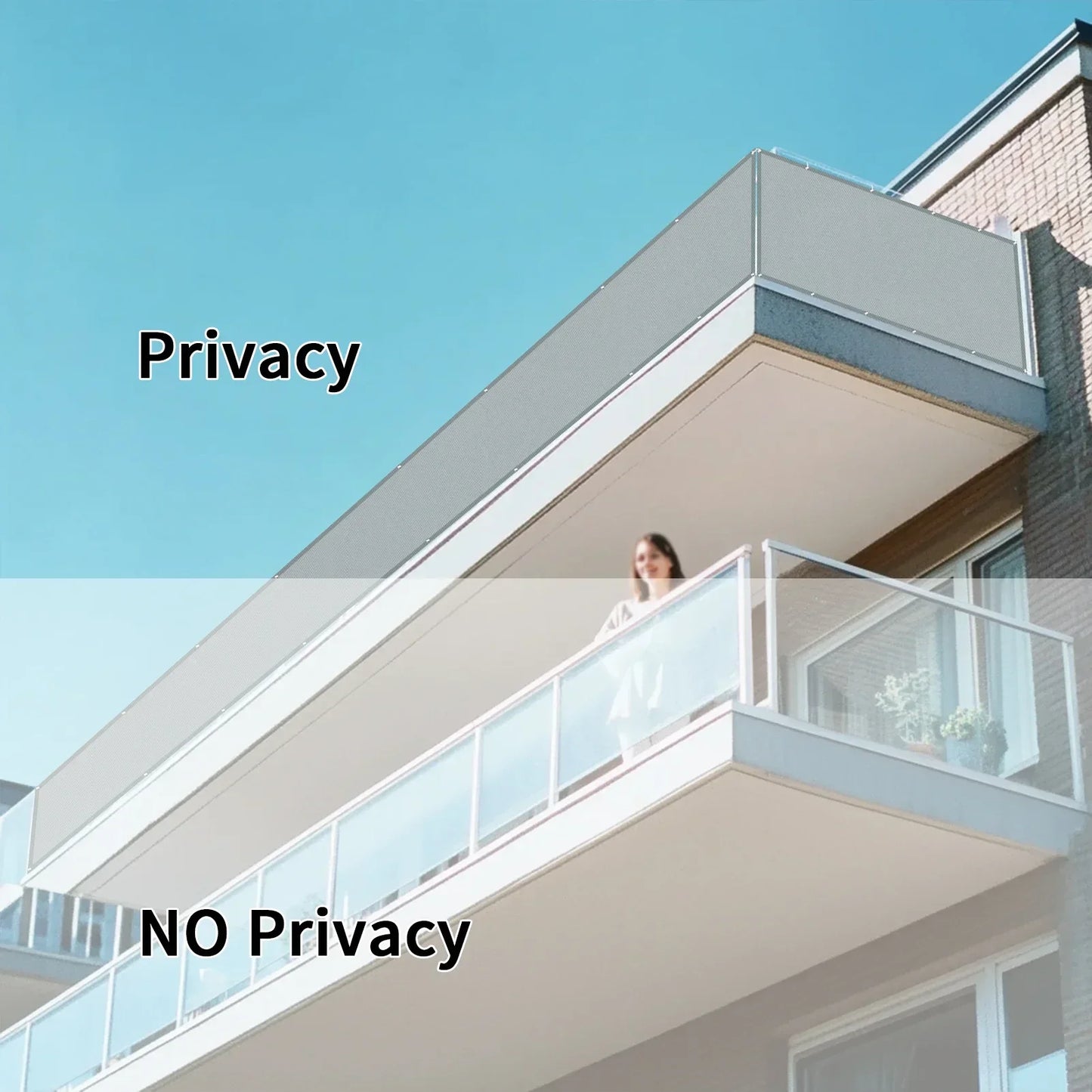Balcony Privacy Shade Cloth Waterproof Fence Sunshade Netting 95% UV Protection for Garden Shelter Deck Porch Railing Pool Decor