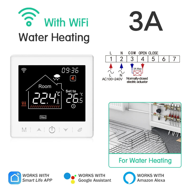 Floor Heating Thermostat Tuya WiFi Programmable Temperature Controller for Electric Warm Gas Boiler Smart Life Work with Alexa