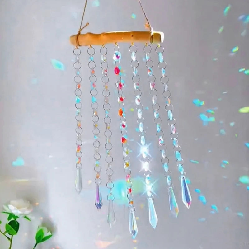 Brass Crystal Rainbow Crystal Hanging Pendants Suncatcher Moon Catcher Stained Glass Wind Chimes Home Garden Decor Kristalle