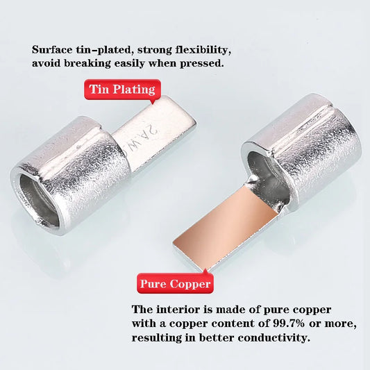 50/100pcs Pure Copper Blade Terminals DBN1.25/2/5.5/8/14/22-10/14/16/17 Non Insulated Crimp Terminals Electrical Wire Connector