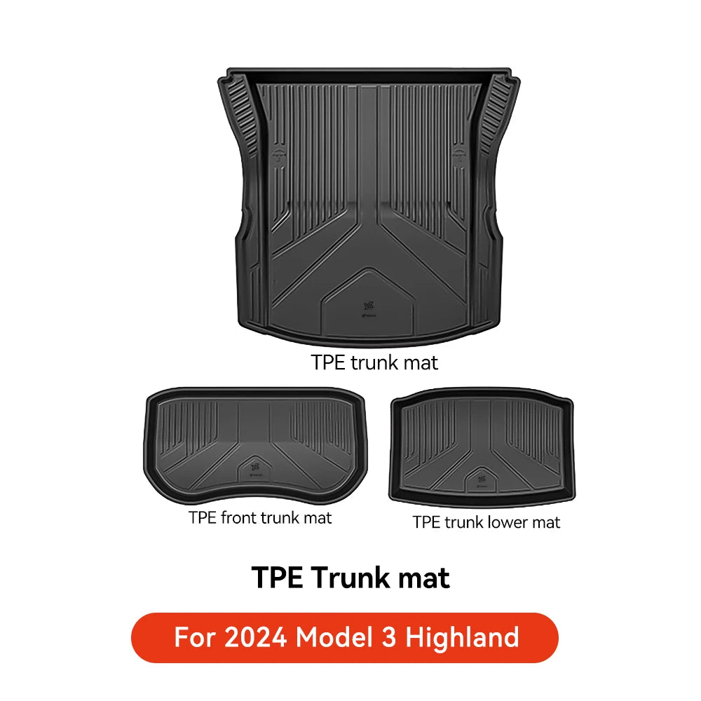 YZ For Tesla Floor Mats Model 3 Y 2021-2024 Car Four Seasons Waterproof Non-slip Floor Mat NEW TPE Special Car Accessories