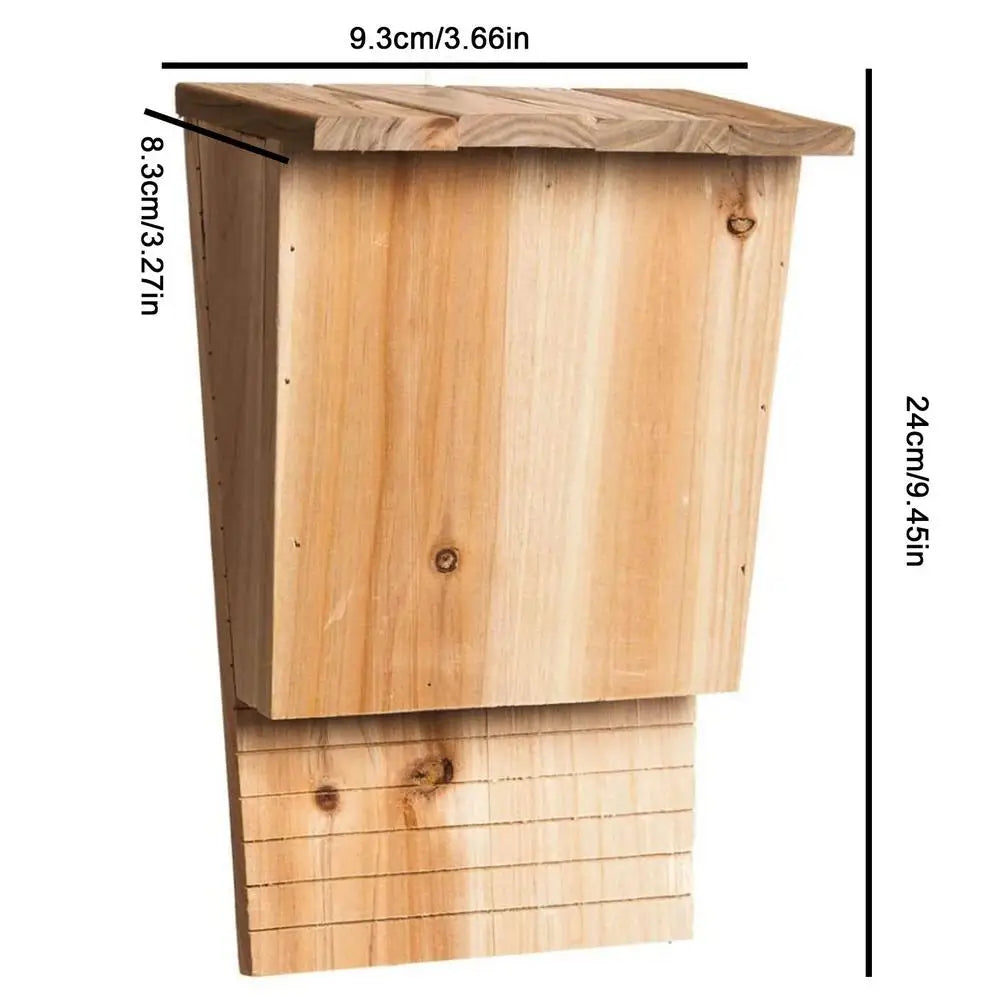 Bat Houses For Outdoor Natural Wooden Bat House Shelter With Roof Weatherproof Bat Box Garden Summer And Winter Quarters