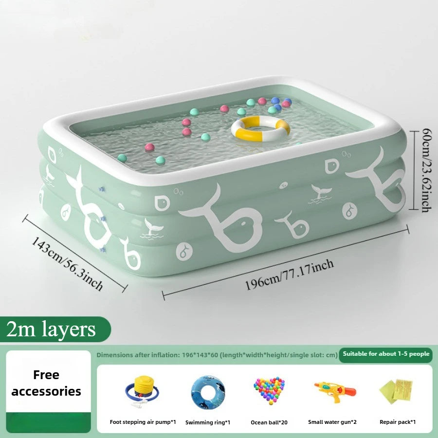 Summer family outdoor thickened inflatable swimming pool, float boat with sunshade, slide, family oversized water toys