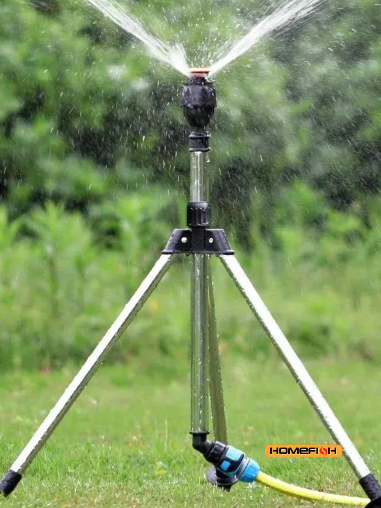 360 Rotary Irrigation Sprinkler Head with Tripod Telescopic Support Automatic Rotating Sprayer Garden Lawn Watering Sprinkler