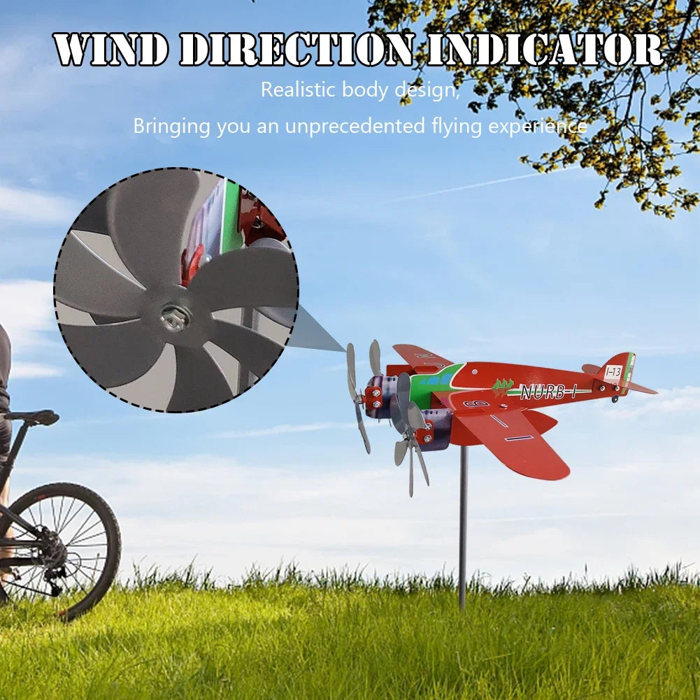 1-2PCS 3D Cub Wind Spinner Plane Metal Airplane Weather Vane Outdoor Roof Wind Direction Indicator Weather Vane Garden Decor New