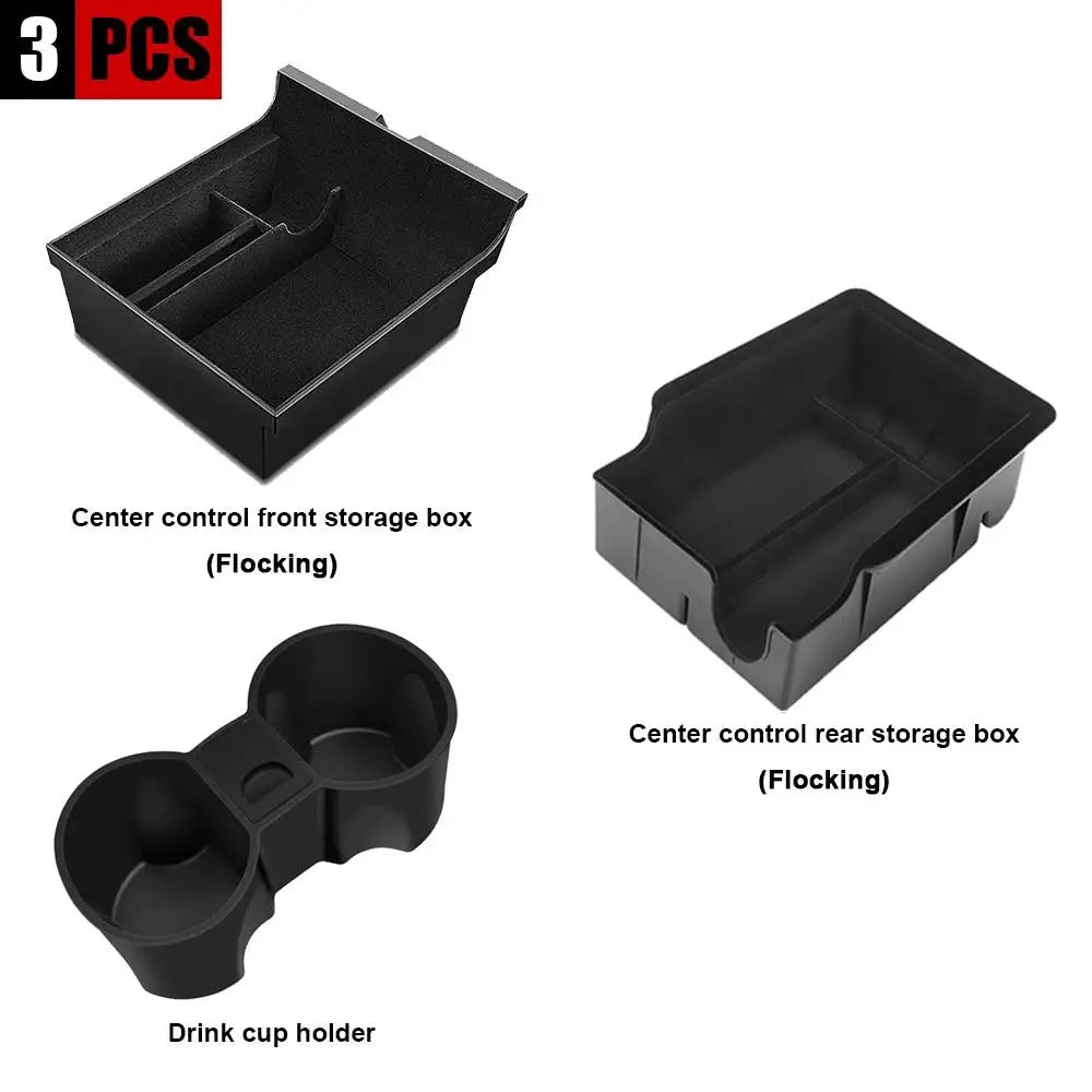 YZ For Tesla Model 3 Medel Y Storage Box Center Armrest Hidden Box Cup Holder Organizer 2023 2022 Car Accessories