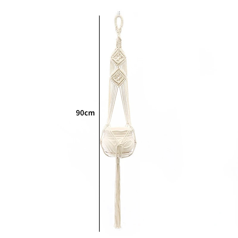 Handmade Macrame Plant Hanger Basket Flower Pot Balcony Hanging Decoration Knotted Lifting Rope Bohemian Style Home Garden Decor