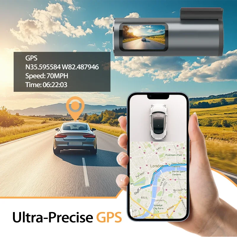 Dash Cam 4K WiFi GPS Dash Camera for Cars Mini Front Car DVR 24H Parki