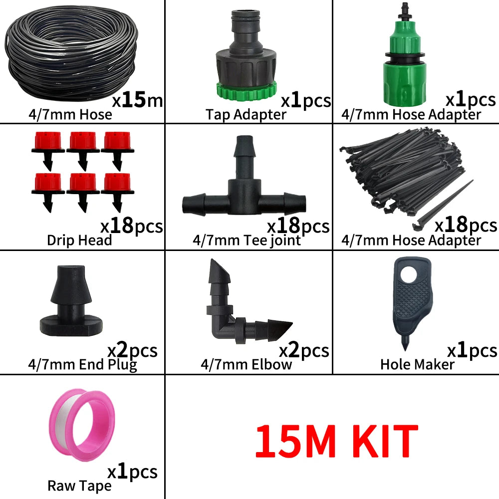 5-20M Drip Irrigation System Plant Watering Set Watering Kits Adjustable Drippers For Irrigation Micro Garden Watering System