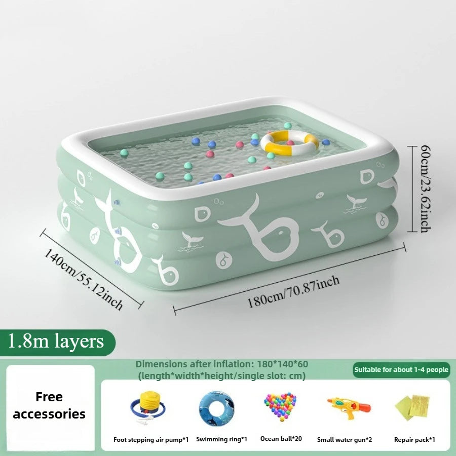 Summer family outdoor thickened inflatable swimming pool, float boat with sunshade, slide, family oversized water toys