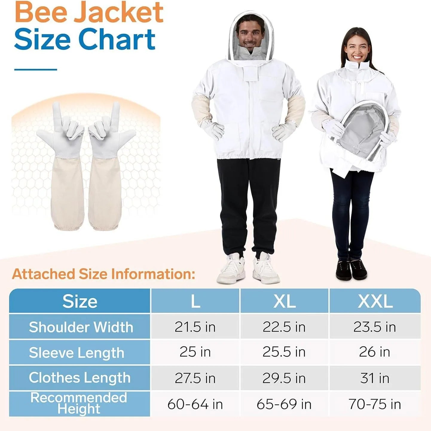 Beekeeping Clothing Veil Hood Gloves Hat Cloth Jacket Protective beekeeping suit Hooded beekeepers bee suit equipment