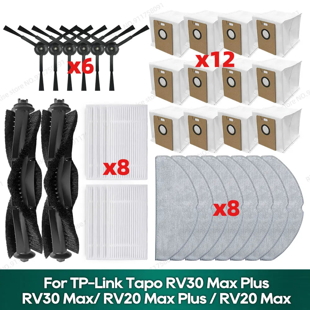 Compatible for TP-Link Tapo RV30 Max Plus/ RV30 Max/ RV20 Max Plus / RV20 Max Accessories Hepa Filter Mop Side Brush Parts
