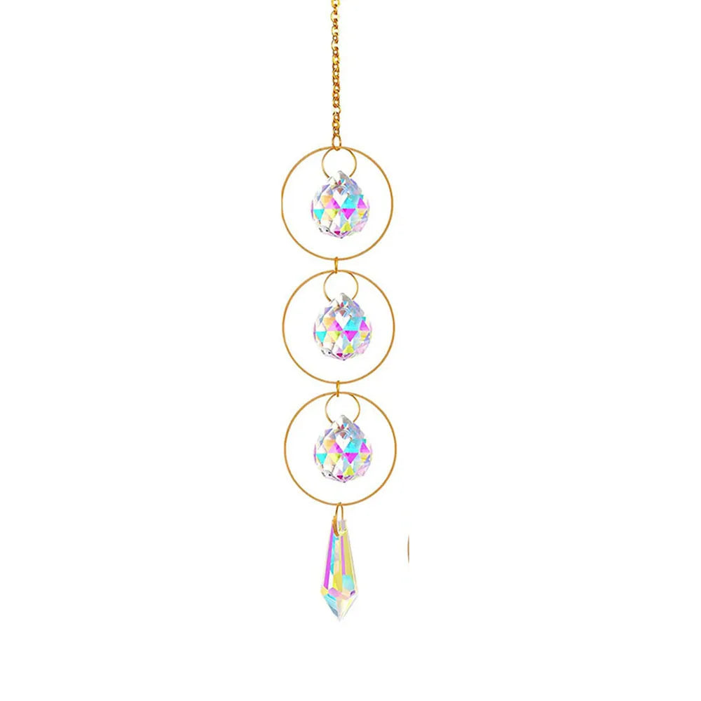 1PCS AB Suncatcher Hanging Sun Catcher with Chain Pendant Ornament Crystal Balls for Window Home Garden Christmas Party Decor