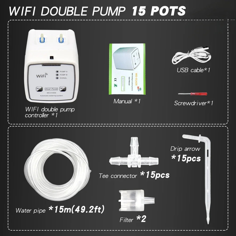 ZEXEF WIFI Intelligent Watering Device Double Pump Timed Automatic Drip Irrigation System Remote APP for Garden Terrace