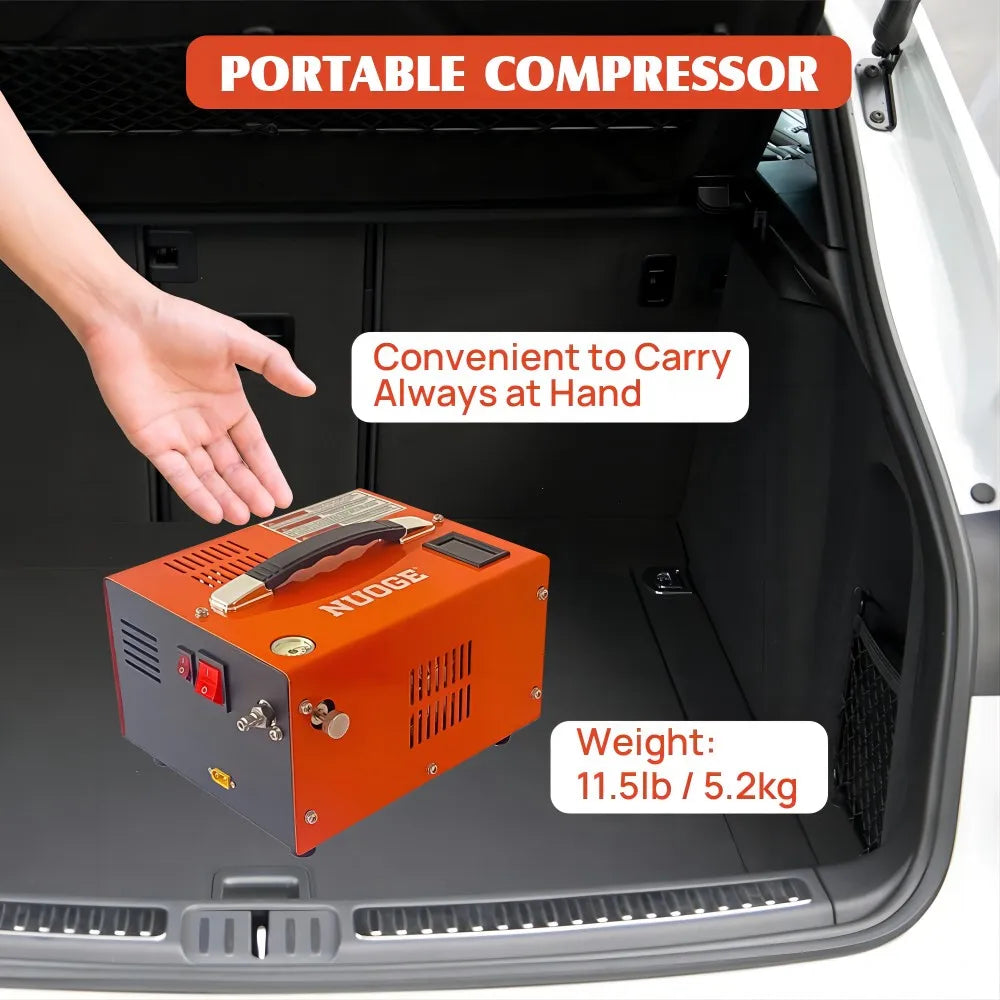 NUOGE 110V/220V Power PCP Air Compressor 4500Psi 30Mbar Pump Oil/Water-Free High Pressure Apply To Diving Bottle