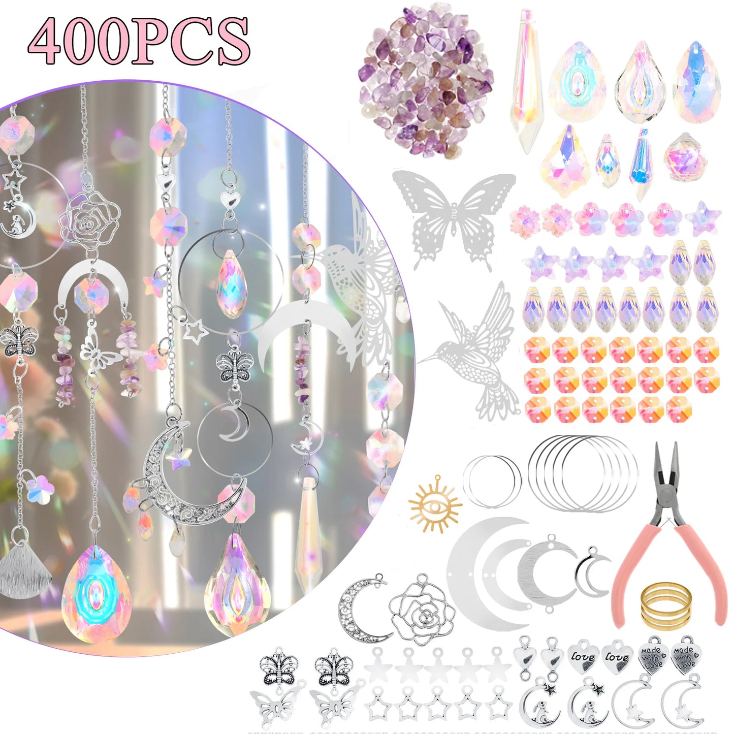 Sun Catchers Making Kits Craft for Garden Window Home Decor Crystal Suncatchers DIY Wind Chime Sun Catchers Making Kit Gifts