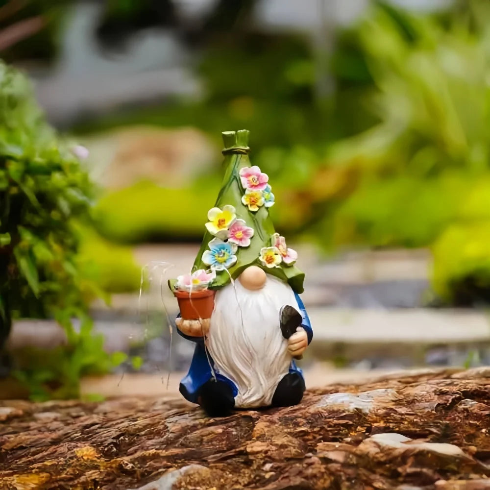 Gnome Garden Decor Statue Solar Gnomes Decorations for Yard with String Light Outdoor Decorations for Patio Mom Gift