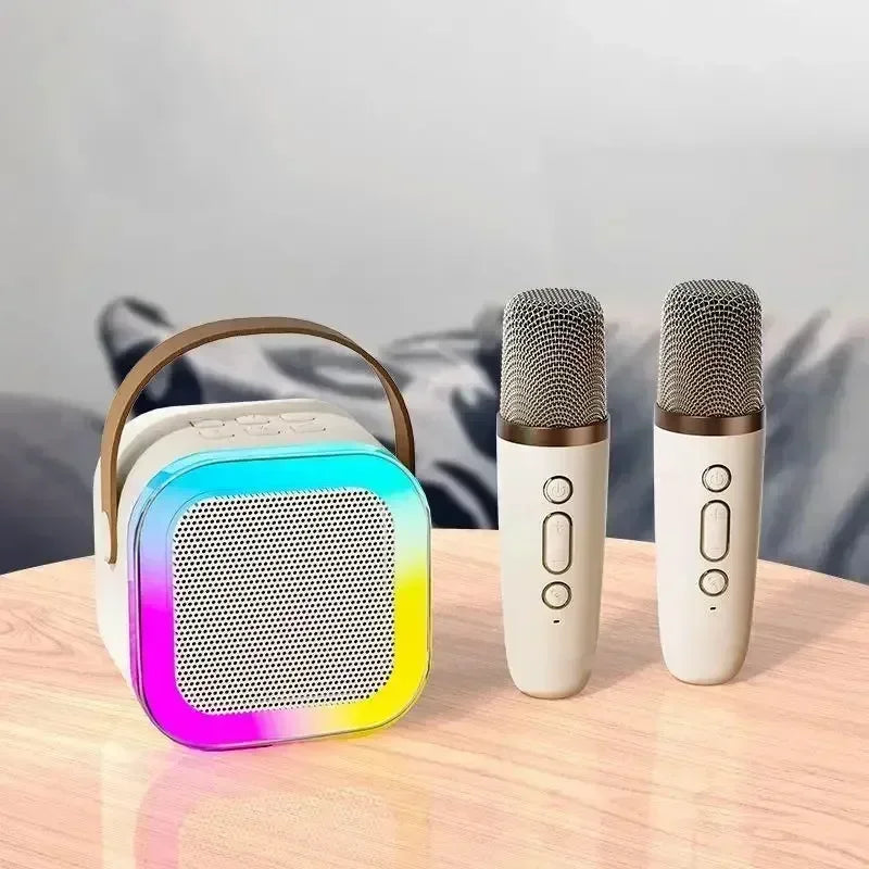 Portable Bluetooth Karaoke Machine - Wireless Speaker w/ 2 Microphones, RGB, for Kids Home Gift | AlluCanFind