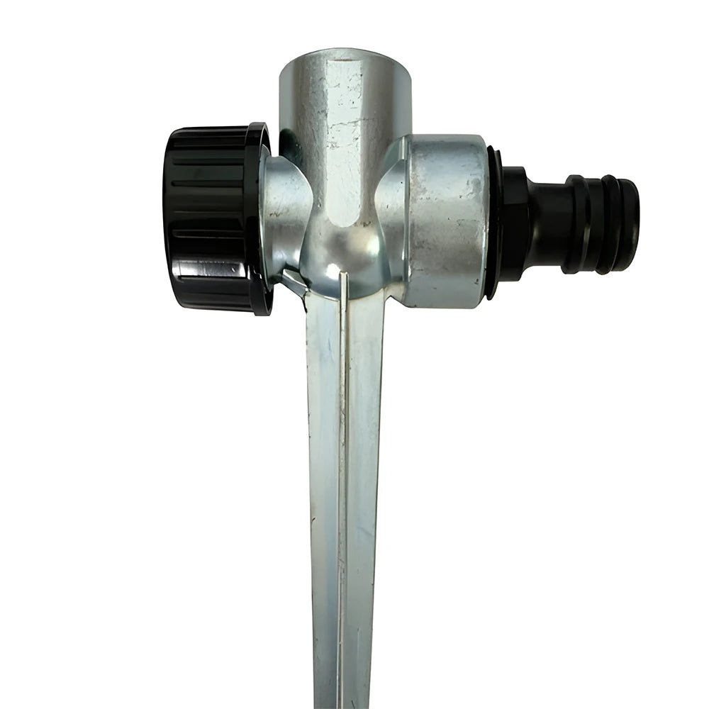 Impact Sprinkler On Spike Base Heavy Duty Zinc Alloy Water Sprinkler for Yard Lawn Garden 0-360° Rotate Large Area Coverage 1/2'