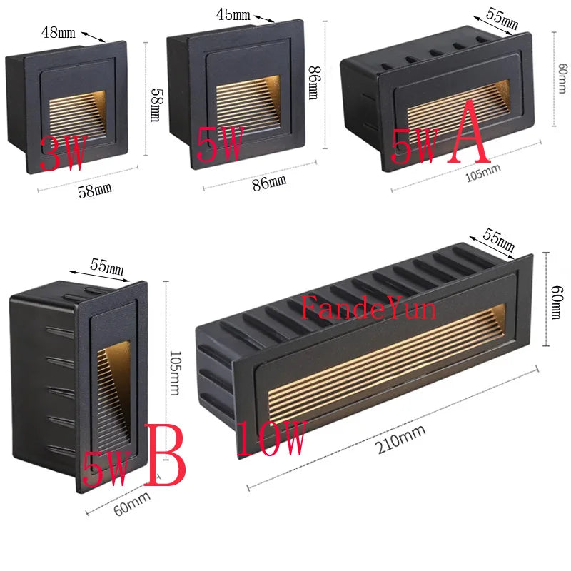 Outdoor Footlight Recessed Corner Wall Lamp Exterior Garden Light LED 3W 5W 10W Underground Waterproof Led Step Stair Lights