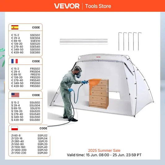 SucceBuy Portable Paint Booth Shelter 7.5x5.2x5.2/10x7x6ft Foldable Spray Painting Tent for Furniture Craft Project DIY Tool