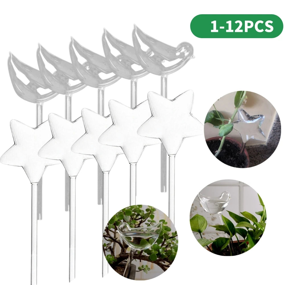 1-12PCS Automatic Plant Watering Bulb PVC Bird Shaped Transparent Self Watering Bulbs Home Garden Plant Dropper Drip Irrigation