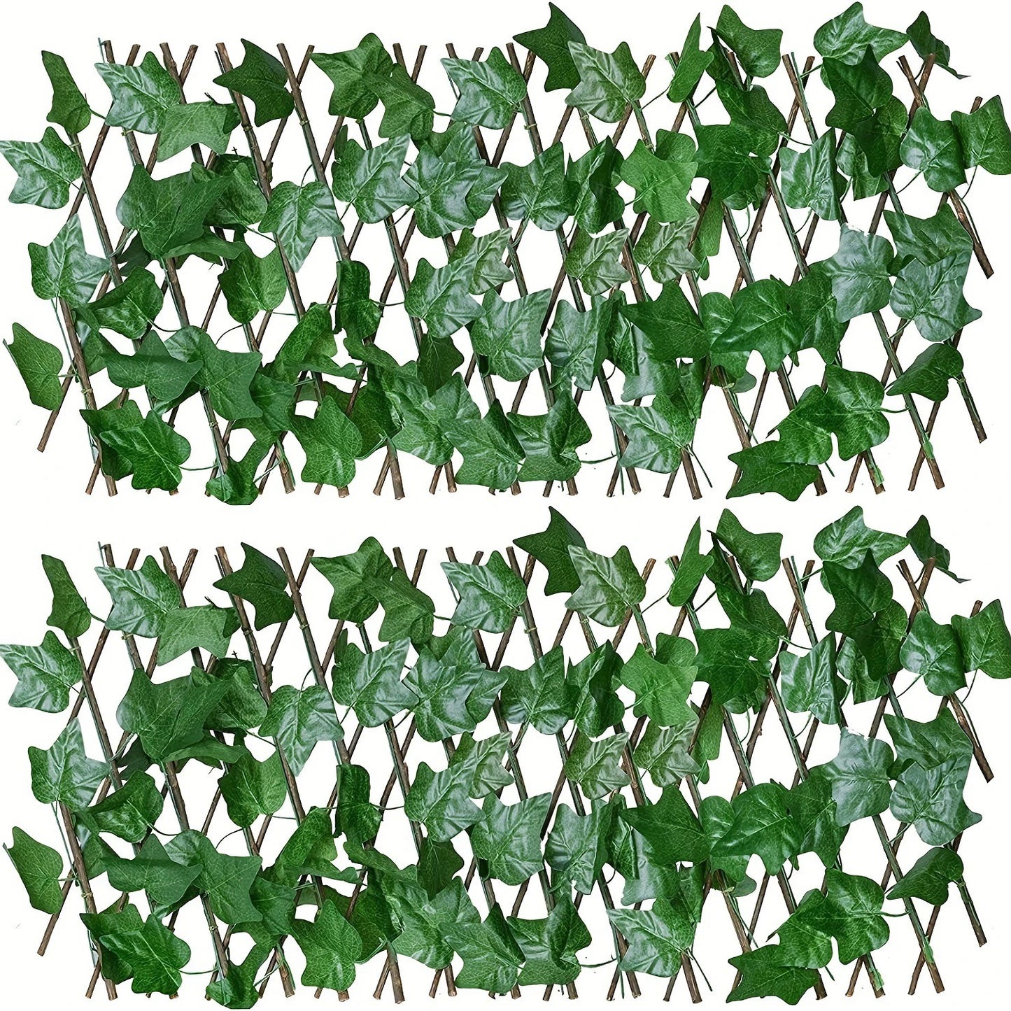 Simulation Fence Telescopic Fence Fake Flowers Green Leaves Artificial Faux Ivy Leaves Wooden Fence for Garden Decor Buildings