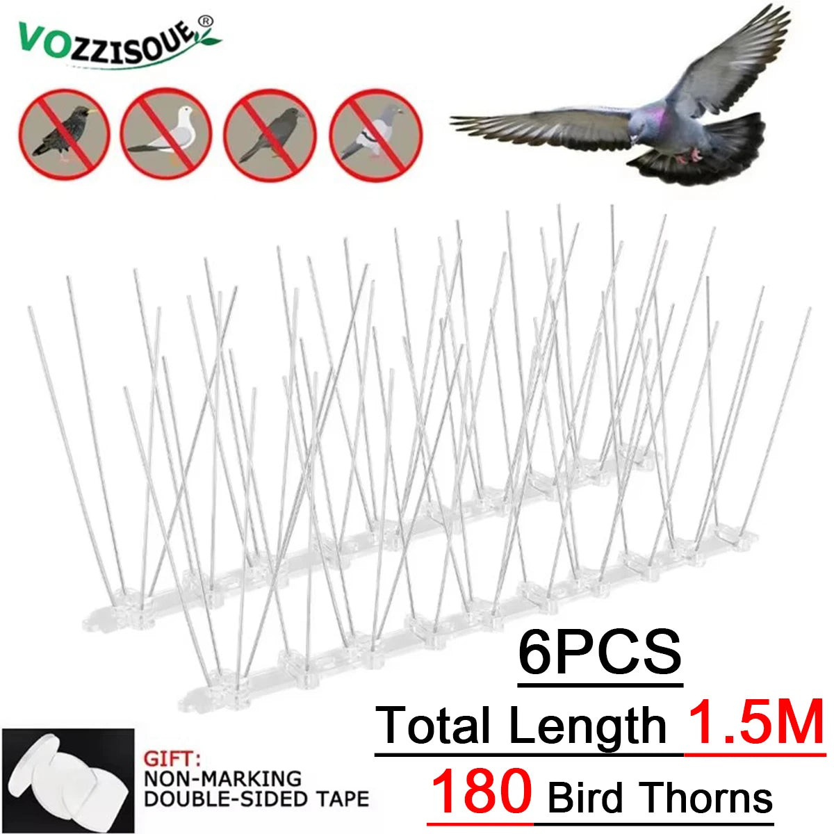 2-12PCS Balcony Anti-bird Pigeon Spikes and Bird Repeller Deterrent Anti Bird Repellent Stainless Steel Anti Bird Thorn Nail Kit