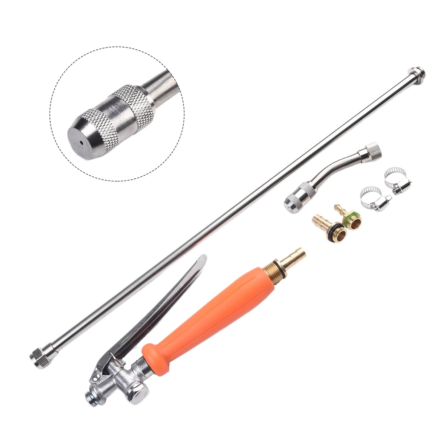 Brass Barb Sprayer Replacement Backpack Sprayer Tools 1/4" 3/8" Brass Barb Connector With Shut Off Valve & 2 Hose Clamps