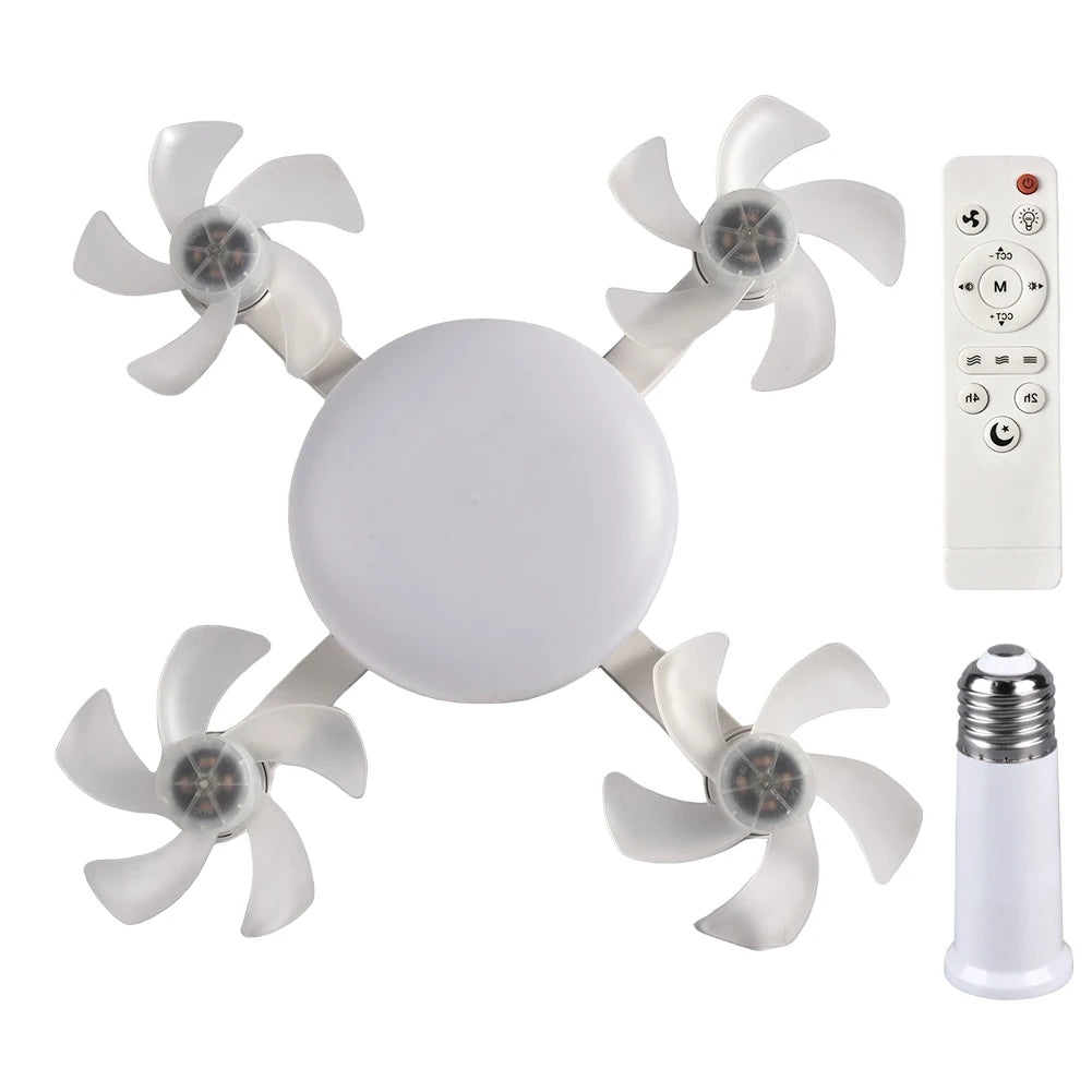 E27 LED Ceiling Fan Light with Remote Control Dimmer Function 50-60W Ceiling Light Drone Shaped Fan Light for Living Room, Study